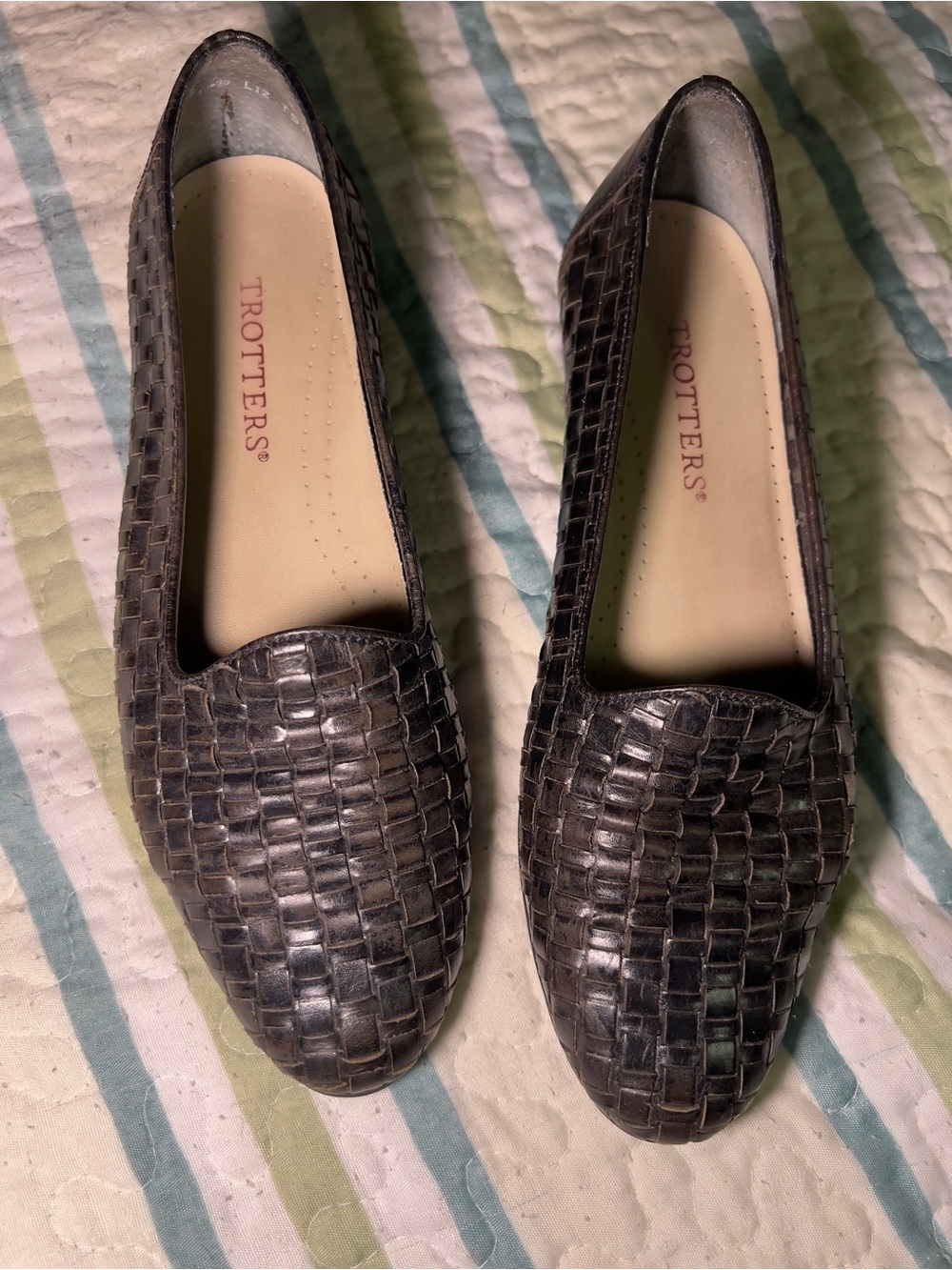 Trotters Brown Liz Woven Leather Slip-On Loafers